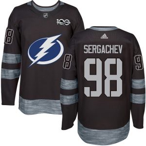 Herren Tampa Bay Lightning Eishockey Trikot Mikhail Sergachev #98 Authentic Schwarz 1917-2017 100th Anniversary